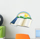 A Storybook with a Rainbow and Plants