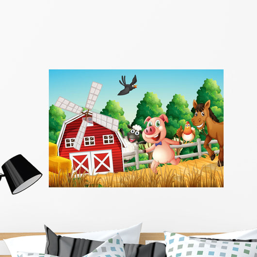 Happy Farm Animals Wall Decal
