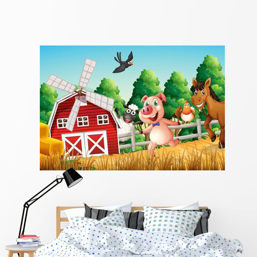 Happy Farm Animals Wall Decal