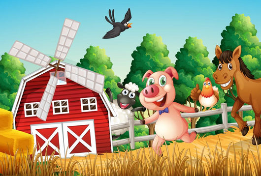Happy Farm Animals Wall Decal