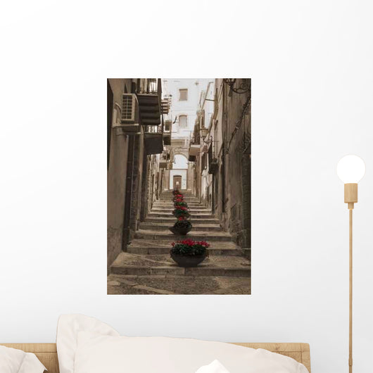 Stairs and Flowers Italian Wall Decal