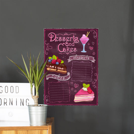 Chalkboard Desserts and Cakes Menu