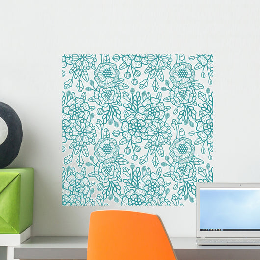 Seamless Floral Pattern Wall Decal Design 1