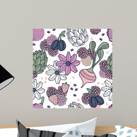 Flowers Vegetables and Fruits Wall Decal