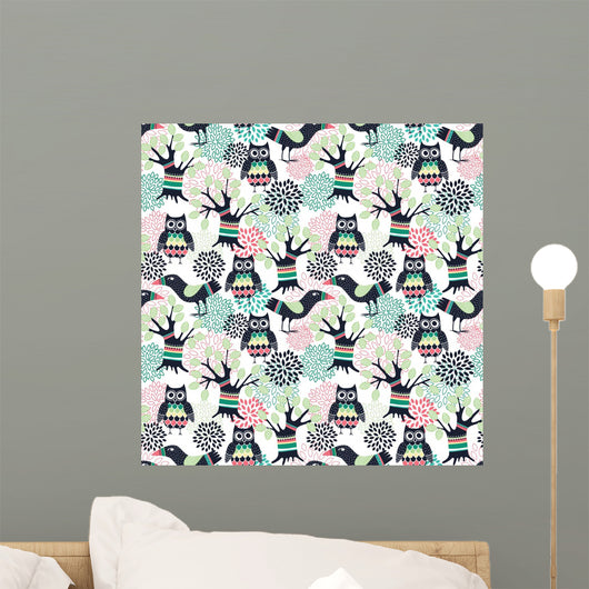 Forest Seamless Pattern Wall Decal Design 1