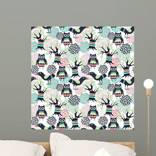 Forest Seamless Pattern Wall Decal Design 1