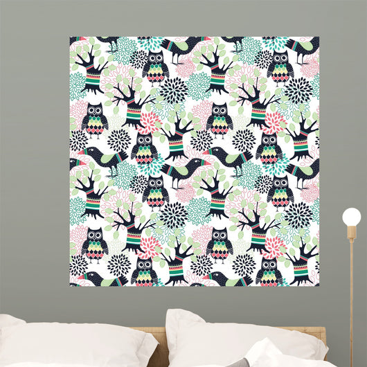 Forest Seamless Pattern Wall Decal Design 1