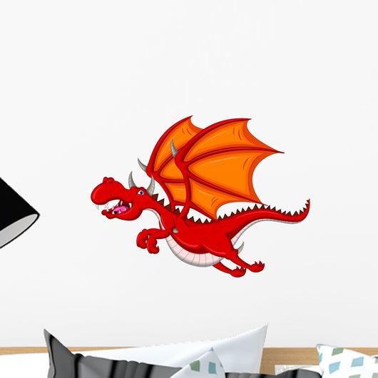 Red Dragon Cartoon Flying