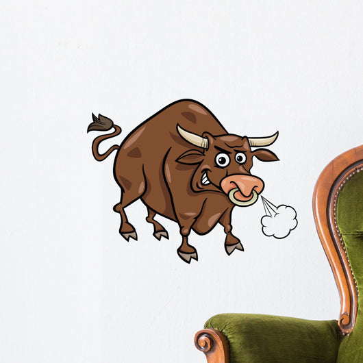 bull farm animal cartoon illustration Wall Decal