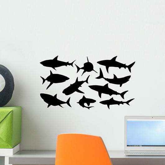 Shark Silhouettes Wall Decal Sticker Set