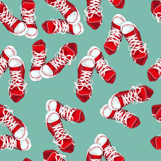 Red Sneakers Green Wall Decal