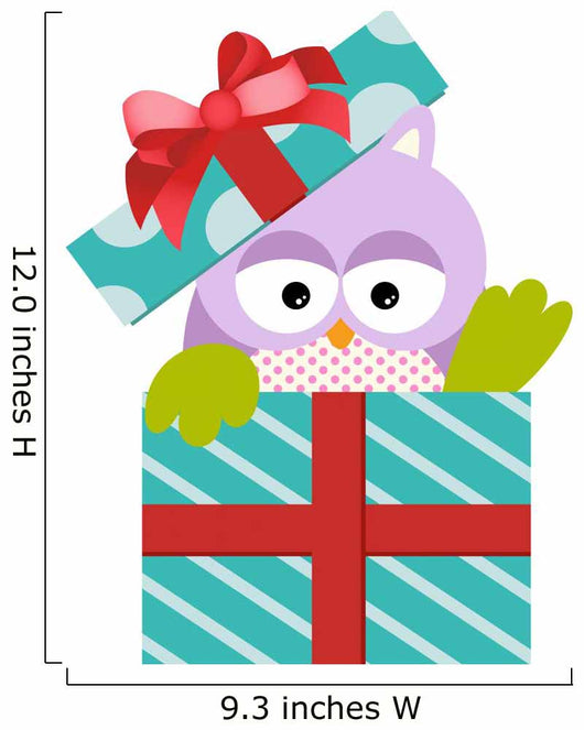 Cute Owl in Gift Box Wall Decal