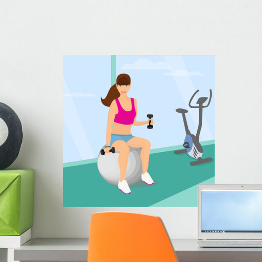 Beautiful Woman Exercising with Wall Decal