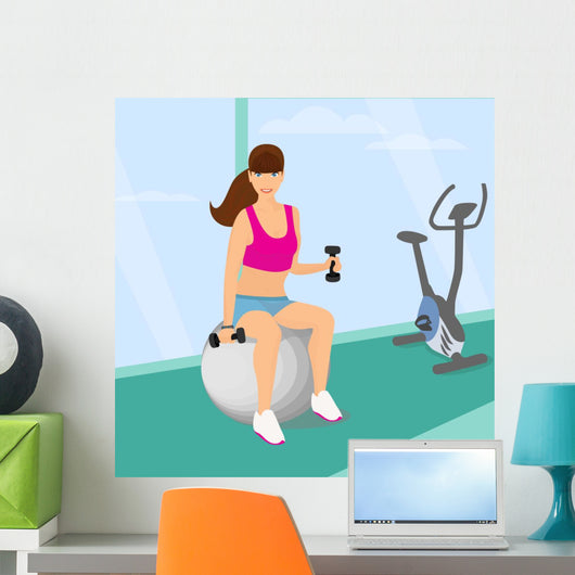 Beautiful Woman Exercising with Wall Decal