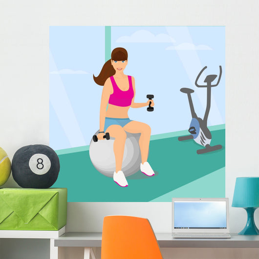 Beautiful Woman Exercising with Wall Decal