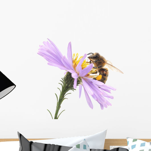 Honeybee and purple flower Wall Decal