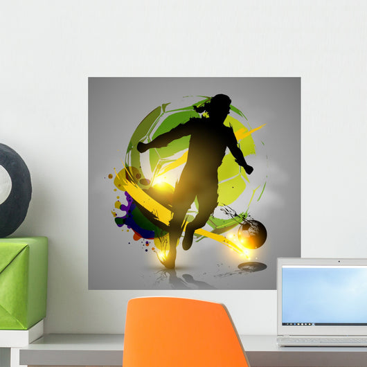 silhouette soccer player ink splatters