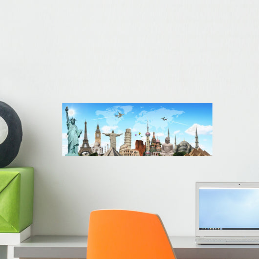 Travel the world monuments concept