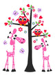 animals giraffe owl love greeting Wall Mural