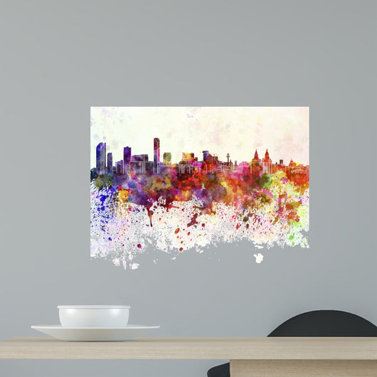 Liverpool Skyline in Watercolor Background