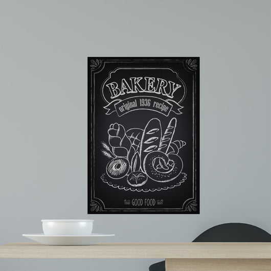 Vintage Bakery Poster with pastry. Freehand drawing
