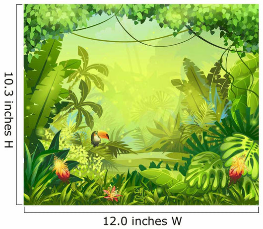 llustration with flowers and jungle toucan