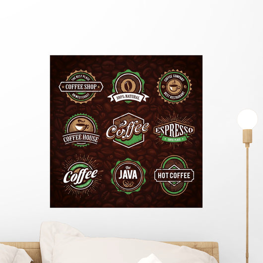Retro Styled Coffee Emblems Wall Decal