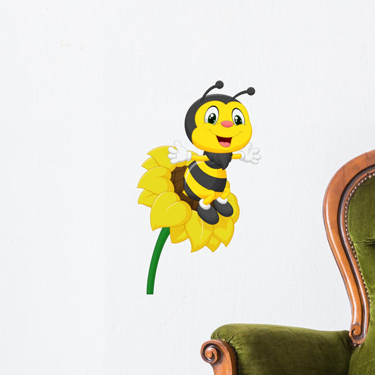 Bee character on the flower Wall Decal