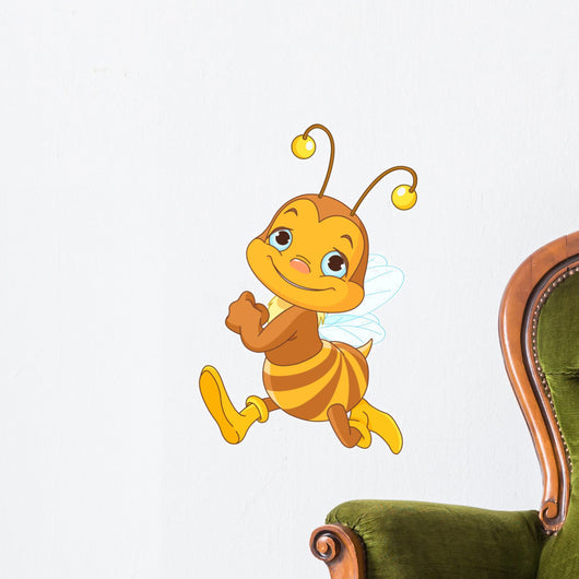 Running cute bee Wall Decal