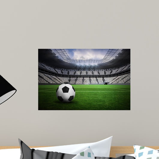 Composite image of black and white leather football