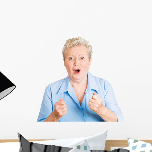 Anticipation. senior woman with surprised face expression Wall Decal