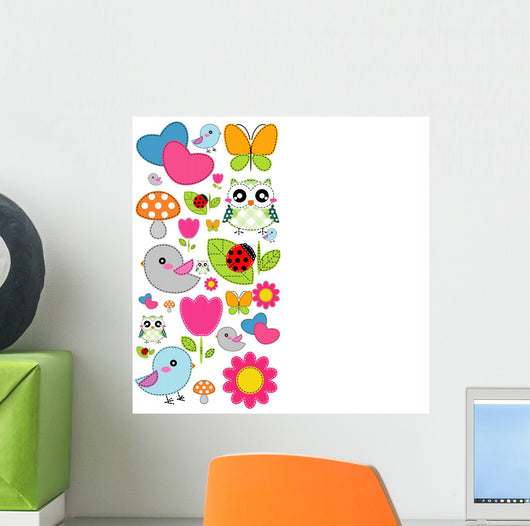 With Heart Flower Mushrooms Wall Decal
