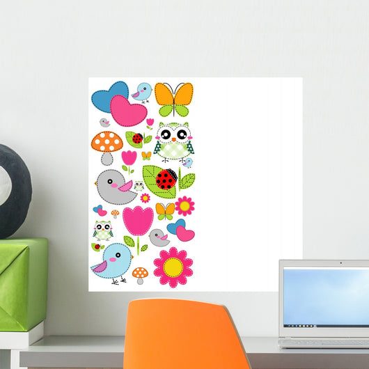 With Heart Flower Mushrooms Wall Decal