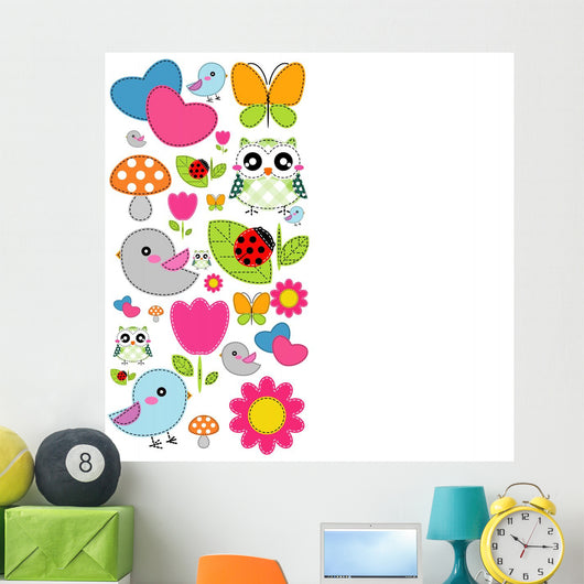 With Heart Flower Mushrooms Wall Decal