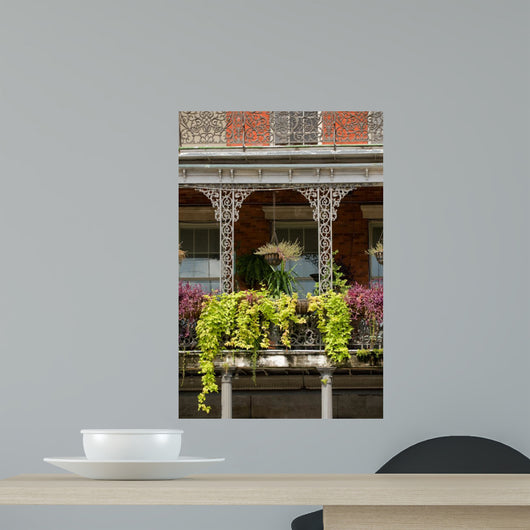 House gallery with ironwork in French Quarter, New Orleans. Wall Mural