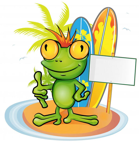 Frog Cartoon Surfer Wall Decal