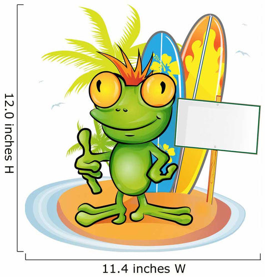 Frog Cartoon Surfer Wall Decal