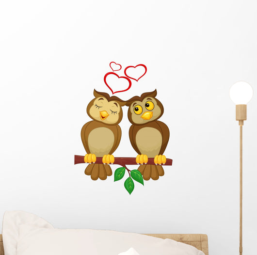 Cute Couple Cartoon Owl Wall Decal