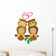 Cute couple cartoon owl  in love Wall Decal