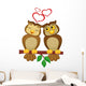 Cute couple cartoon owl  in love Wall Decal