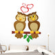 Cute couple cartoon owl  in love Wall Decal