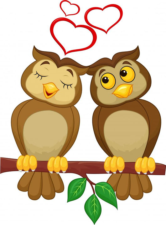 Cute couple cartoon owl  in love Wall Decal