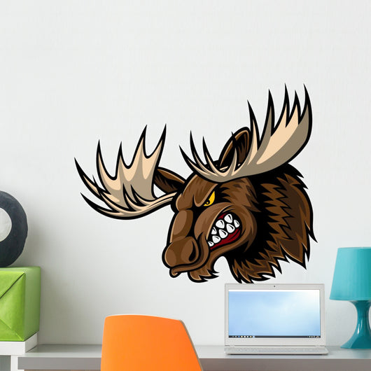 Angry Moose Head Wall Decal