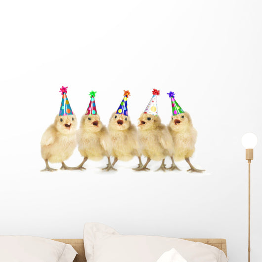 Yellow Baby Chicks Singing Happy Birthday Wall Mural