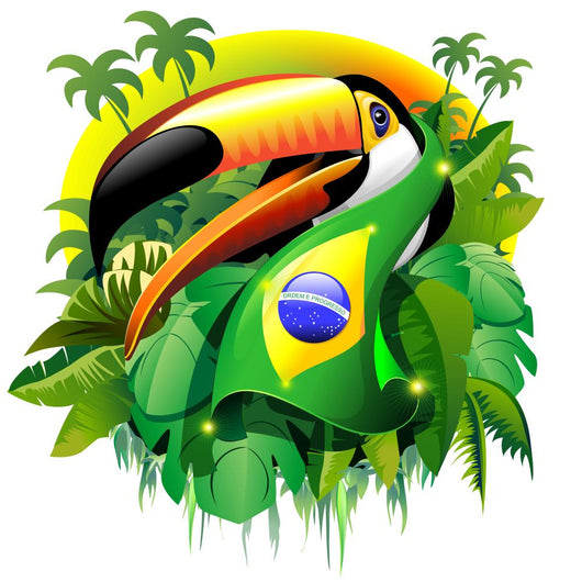 Toco Toucan with Brazil Flag Wall Decal
