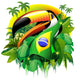 Toco Toucan with Brazil Flag Wall Decal