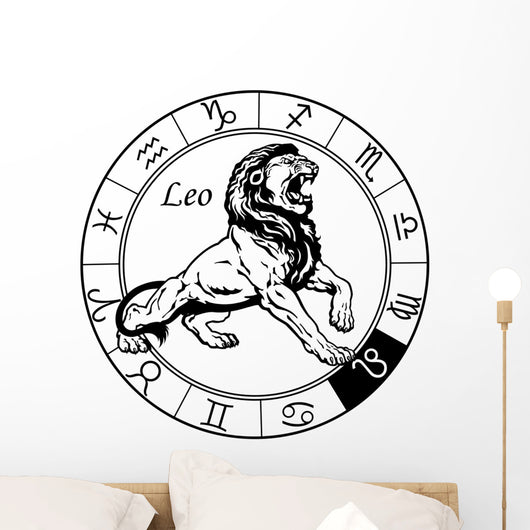 leo zodiac black white Wall Decal