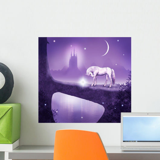 Purple Castle Unicorn Wall Mural