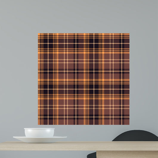 Seamless Brown Tartan Pattern Wall Decal