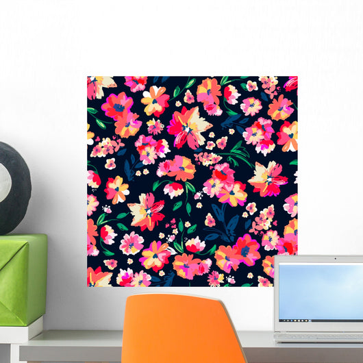 Bright Painted Flowers Seamless Wall Decal